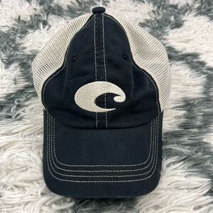 Costa Del Mar Trucker Hat Black Beige Adjustable Hook and Eye One Size
